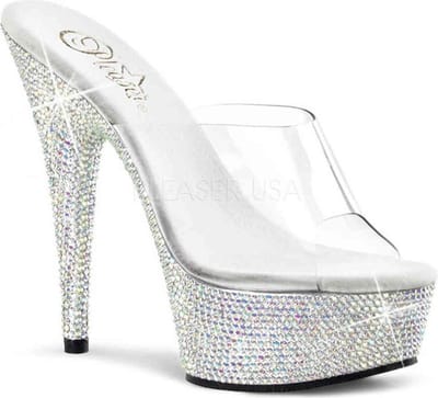 Pleaser - BEJEWELED-601DM Muiltjes - Paaldans schoenen - 36 Shoes - Zwart