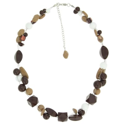 Behave - Kralenketting bruin wit beige - Natuurlijke casual stijl