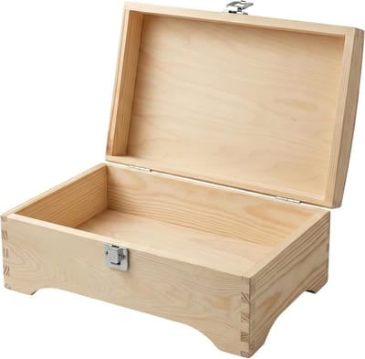 Houten Kist met Slot - Schatkist Rustieke Box - Herinneringen Bewaren - Met Rond Deksel