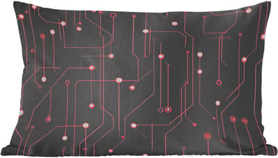 Sierkussens - Kussentjes Woonkamer - 60x40 cm - Lijnen - Netwerk - Stippen - Rood