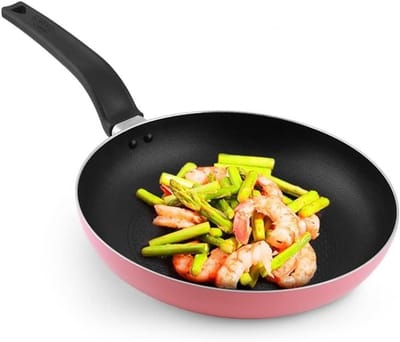 Koekenpan - Koekepan Antiaanbak - Koken voor ontbijt - Platte bodem gelijkmatig - 26cm - Roze