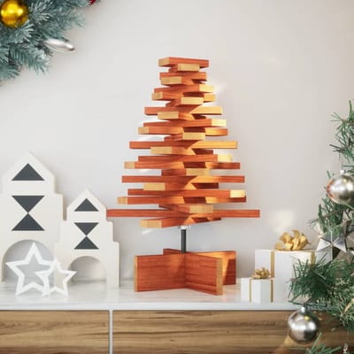 vidaXL - Kerstdecoratie - kerstboom - 60 - cm - massief - grenenhout - wasbruin