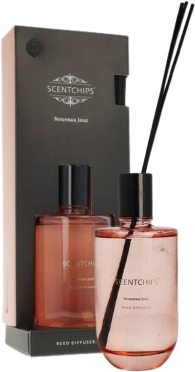 Scentchips Geurstokjes set Serene Nouveau Jour - Geurstokjeshouder - Geurstokjes Navulling - Geurstokjes - Voorgevuld - Geurverspreider - Huisparfum - 300ml