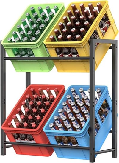 Thuys - Krattenrek - Metalen Krattenrek - 4 Kratten met 2 Niveaus voor Bier - Fruit - Groenten - Water Draagvermogen 120 kg - Roestvrij - Waterdicht
