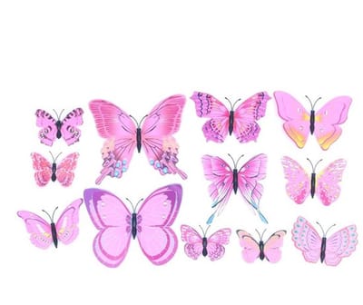 Allecto - 3D Vlinder Muursticker - Decoratieve Stickers - Roze - Diy