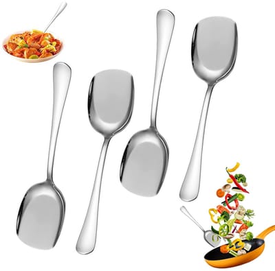 4 stuks - spatel - opscheplepel - Serveerlepel - soeplepel - lepels - Serveerlepel van roestvrij staal - Serveerlepel van roestvrij staal - Grote serveerlepel - 22,7 x 5,9 cm - Zilver - Perfect voor restaurants familiebijeenkomsten en feesten