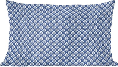 Sierkussens - Kussentjes Woonkamer - 60x40 cm - Bladeren - Wit - Blauw - Patroon