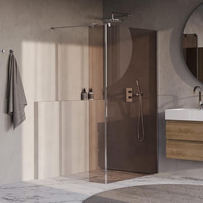 Brauer Oblivion - Inloopdouche - Brons Glas - 120 x 200 cm - met Zijwand 30 cm - incl. Glascoating - Chroom