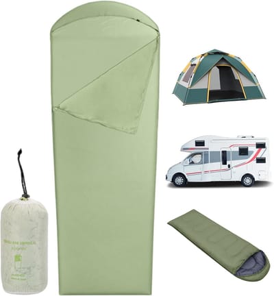 Slaapzak Voering - Reis Slaapzak - Kamperen en Reizen - Verhoogt Warmte - 210x80cm - Groen