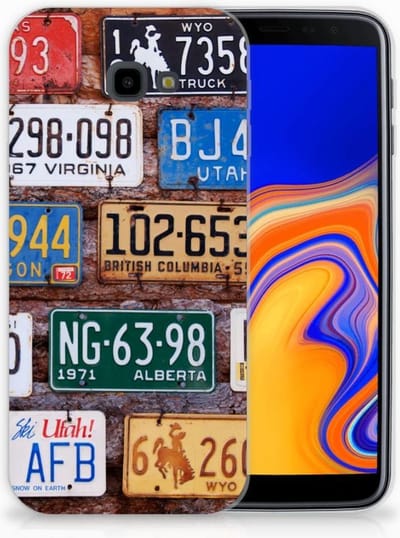 Samsung Galaxy J4 Plus (2018) Siliconen Hoesje met foto Kentekenplaten