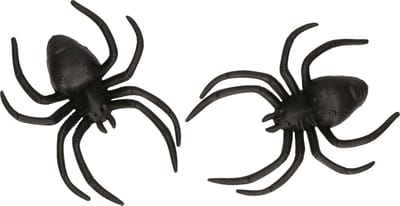Fiestas Nep spinnen/spinnetjes 12 cm - zwart - 2x stuks - Horror/griezel thema decoratie beestjes