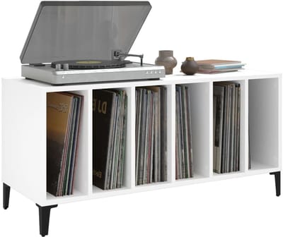 Platenspeler Meubel - LP-kast - Platenspelerkast - Draaitafelstandaard - Platenspelerstandaard - Vintage Displayplank - Wit