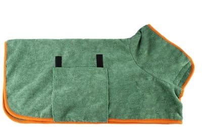 WiseGoods Premium Microvezel Hondenbadjas - Badjas Honden Maat L - Ruglengte 60CM - Klittenbandsluiting - 24-35KG Hond - Groen