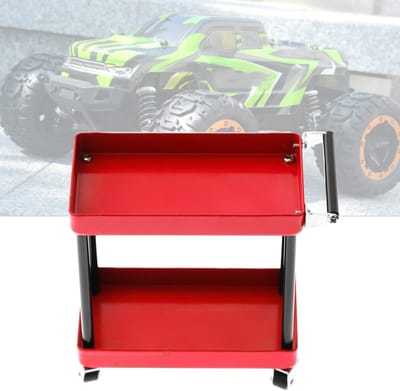 Dailygoods- Gereedschapswagen Mobiele Werkplaats - 2-laags Trolley - Metaal - Voor RC-accessoires - Geschikt voor schaalmodellen 1/8/1/10/1/12/1/16 - Afmetingen: 86mm x 42mm x 83mm - Gereedschapstrolley
