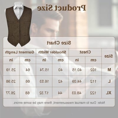 Heren Kostuum Formele Zakelijke Mouwloze V-Hals Vest van Katoen en Tweed met Pocket voor Bruiloft, Zakelijke Feesten en Dagelijks Gebruik