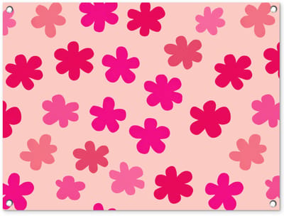 Tuinposter 80x60 cm - Tuindecoratie Bloemen - Patroon - Roze - Poster voor in de tuin - Buiten decoratie - Schutting tuinschilderij - Tuindoek muurdecoratie - Wanddecoratie balkondoek