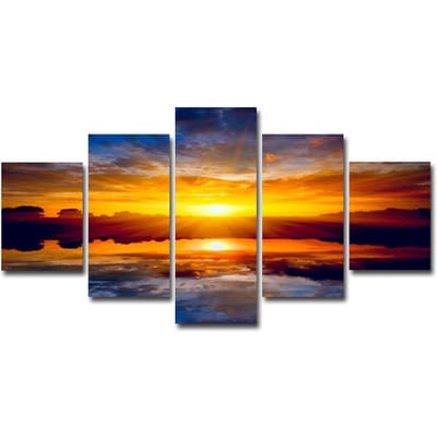 5 STUKS Moderne Canvas Schilderij Muurkunst Zee Landschap Print Poster Kunstwerk voor Huisdecoratie orange