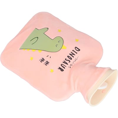 500ml Warmwaterkruik Dinosaurus Cartoon Verdikt Lekdicht Warme Warmwaterzak voor de Behandeling roze