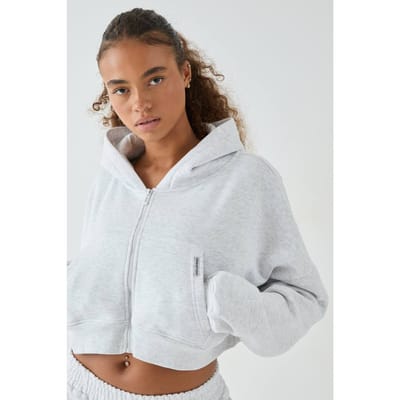 Dames DSGN Studio Boxy Crop Hoodie | Asgrijs | Maat: Large