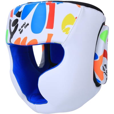 BN FIGHT Graffiti Kinderhelm Hoofdbeschermer Beschermende Uitrusting voor Boksen Muay Thai Taekwondo Training Maat S wit blue