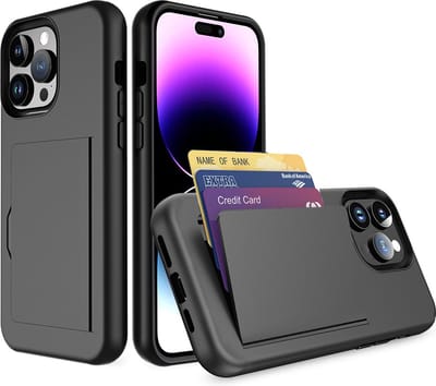 Smartphonica Telefoonhoesje Geschikt voor iPhone 15 sterk TPU met pasjeshouder - TPU strong case with card slot - Zwart geschikt voor iPhone 15