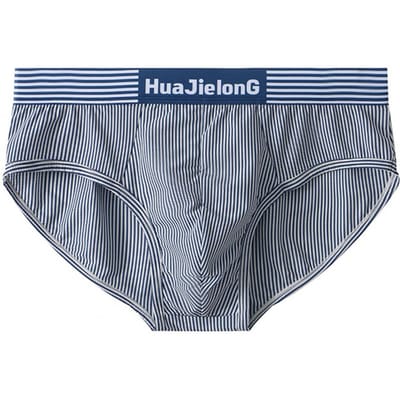 Comfortabele Heren Onderbroeken Heren Gestreept Print Patchwork Onderbroeken met U-convexe Design Brede Tailleband Slim Fit Ondergoed voor Comfort M blauw