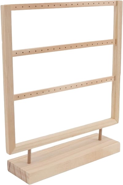 Sieraden Organizer voor Oorbellen, 27 Paar Oorbellen Display, Houten Sieradenstandaard met 3 Lagen, Oorbellenhouder en Kettinghouder voor een Nettere Opberging