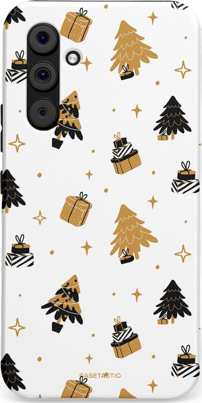Casetastic hoesje geschikt voor Samsung Galaxy A54 (2023) 5G - Dubbellaagse bescherming - Kerst met Cadeautjes - Fashion Case - Wit Beige Donkergrijs
