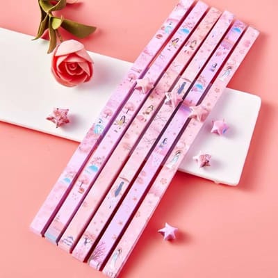 540 vellen Origamipapier Sterren DIY Handwerk Origami Geluksster Papier Vouwen Origami Ster Papierstroken voor Papierkunst Handwerk pink