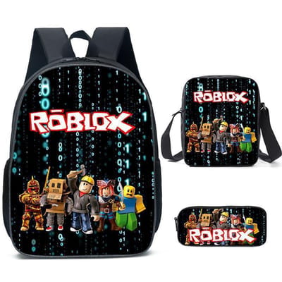 Roblox Student Schooltas Basisschool en Middelbare School Rugzak Modetrend Rugzak Drie Delig Set three-piece set (backpack + satchel + pencil case)
