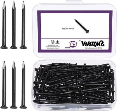 150 stuks 1-3/5 inch zwarte spijkers assortimentsset, gegalvaniseerde stalen spijkers, kleine afwerkingsspijkers voor hout en beton