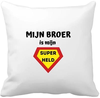 Akyol - mijn broer is mijn superheld Kussen hoes - Broer - super broer - verjaardag - cadeautje voor broer - broer artikelen - kado - geschenk - 40 bij 40 cm