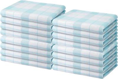 16 Stuks Katoenen Theedoeken Aqua - Zeer Absorberend en Sneldrogend - 50x70 cm