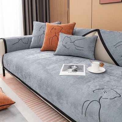 Zwarte Rand Sofa Hoes Chenille Anti-Huisdier Krab Sofa Handdoek Bescherming Sofa Kussenhoes Universeel Antislip Kussen Woonkamer 70x70cm 1pcs