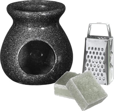Ideas4seasons Amberblokjes/geurblokjes cadeauset - eucalyptus - inclusief geurbrander en mini rasp