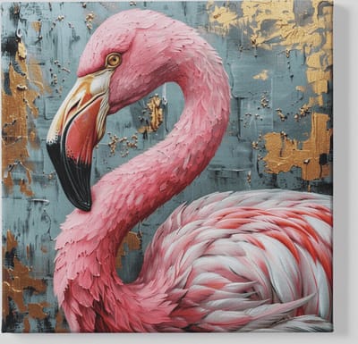Vierkant Canvas Schilderij - Flamingo - 40x40x2 cm