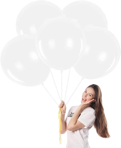 Grote ballonnen 18 inch - 5 stuks witte latexballonnen - Biologisch afbreekbaar - Perfect voor feestdecoratie - ShopVlot