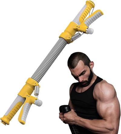 Armtrainer Krachttraining - Borst Armtrainer - Functionele Spieropbouw - Individuele Intensiteitsregeling - 55 x 16 x 7 cm - Geel