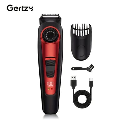 Gertzy Clipper - Digitale Tondeuse - Ingebouwde 20standen 0,5mm tot 10mm - Usb Oplaadbare Scheerapparaat voor Gezichtshaar, Hoofdhaar en Lichaamshaar - Perfecte Lichaamshaar Verzorging - Digitale Batterij Indicator - Unisex - Kleur: Rood