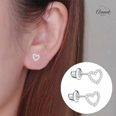Aramat Jewels | Oorbellen | RVS hartjes kinderoorbellen 6mm – Schroefsluiting | | | |6mm | Staal | Kinderen, Volwassenen | Verkleurd niet