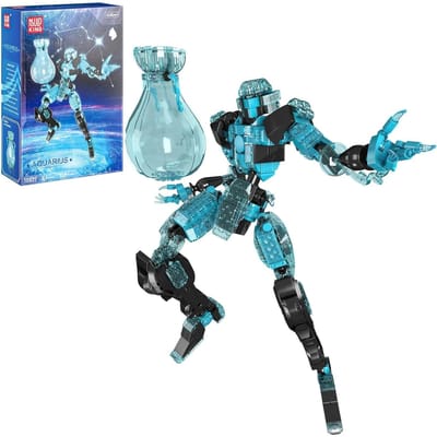 Mold King Technologie Constellatie Waterman STEM Combat Robot Bouwsteen Creatief Kristal Beweegbaar Combat Element Universe Mech Speelgoed blauw