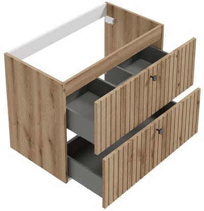 Deftrans Rietti - Badkamerkast met Wastafel - 80 cm - Geribbelde lamellen - Hangend model - Dąb Evoke