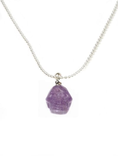 IbizaMen - heren - ketting - ballchain - rvs - schedel - amatist