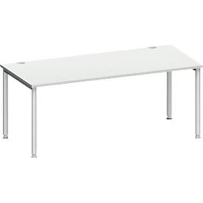 Schäfer Shop Genius bureau MODENA FLEX, 4-poots ronde buis, B 1800 x D 800 mm, aluminium lichtgrijs/wit