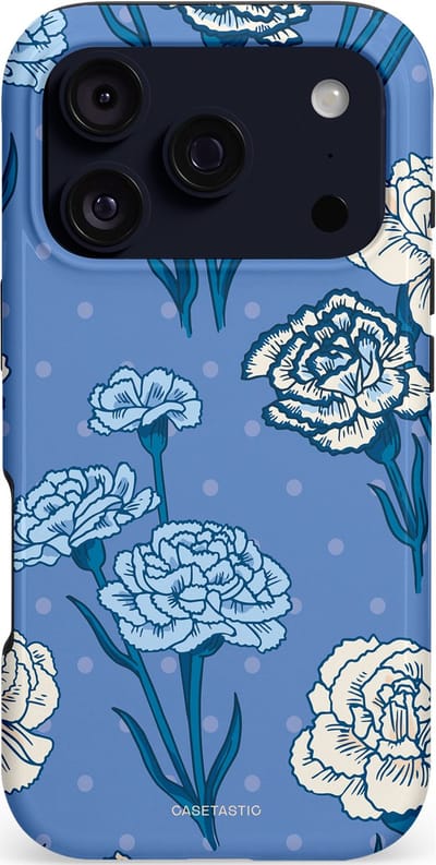 Casetastic hoesje geschikt voor Apple iPhone 17 Pro - MagSafe - Dubbellaagse bescherming - Anjer melange - Fashion Case - Crème Blauw