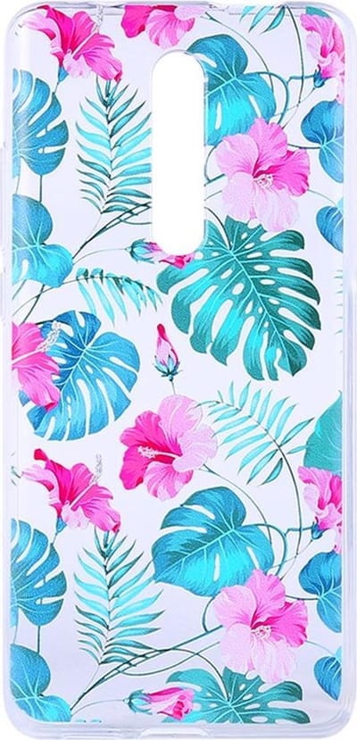 Shop4 - Geschikt voor Xiaomi Mi 9T Hoesje - Zachte Back Case Bloemen en Bladeren Transparant