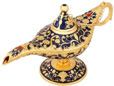 Allecto - Vintage Aladdin Lamp - Magische Genie Lamp - Elegant Collectible - Blauw - Decoratieve Lamp - Geschikt voor Thuis en Bruiloften