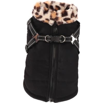 Warme Hondenjas Stijlvol Winddicht Verdikt Koudebescherming Reflecterende Honden Winterjas met Borst S(for 2-4kg) black