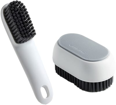 longziming -Set van 1 Wasborstel & Schoenborstel – Zachte Borstels voor Kleding en Schoenen, Grijs, Multifunctionele Reiniging