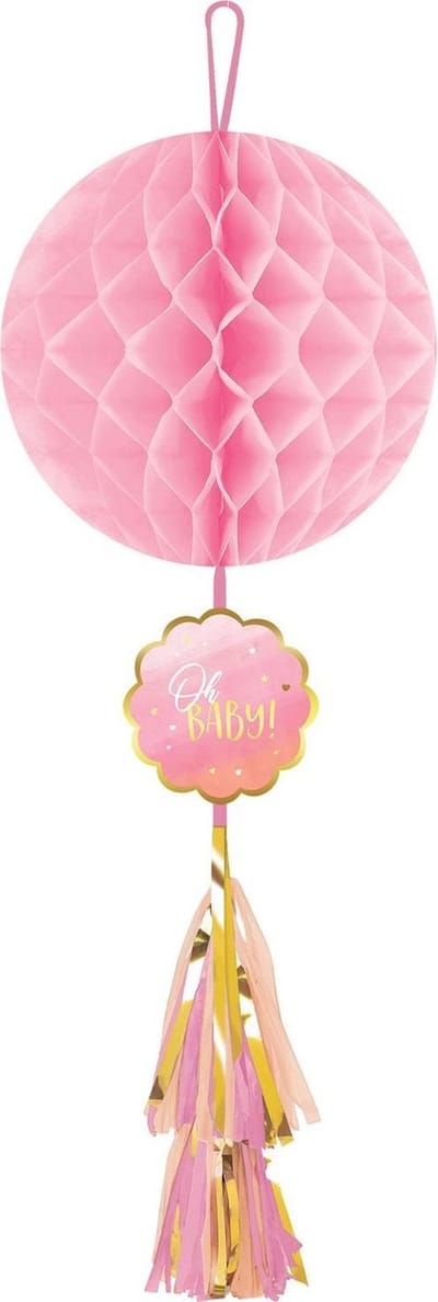 Amscan Honeycomb Babyshower 75 Cm Meisjes Papier Roze/goud
